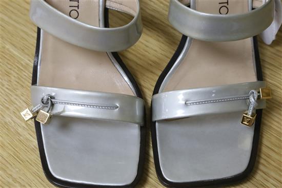 A pair of Louis Vuitton silver heeled sandals (boxed) size 37